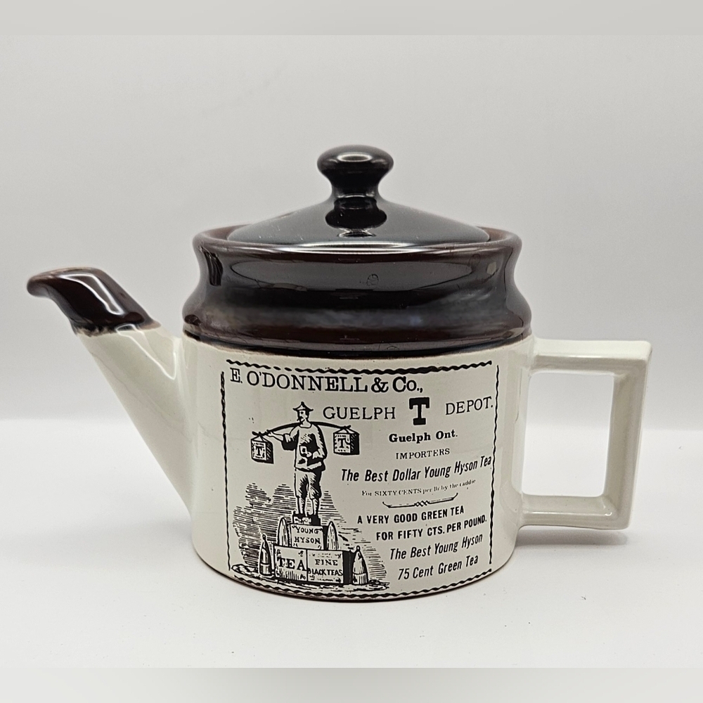 Abenakis Pottery Canadian Teapot Guelph Ontario Vintage Advertising Ceramic